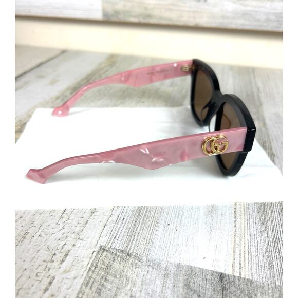 Gucci Women’s GG0998S 005 Black Pink Square Oversized Designer Sunglasses NWT - Picture 4 of 10